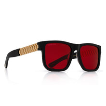 Load image into Gallery viewer, Gold Link Shades with Glossy Black Frame & Red Tint Lenses