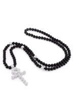 Load image into Gallery viewer, Onyx Beaded Ankh Cross Necklace