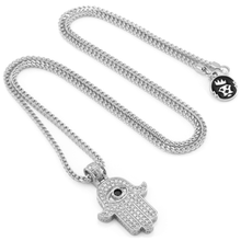 Load image into Gallery viewer, The White Gold Hamsa Necklace