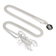 Load image into Gallery viewer, The White Gold 3-D Scorpion King Necklace
