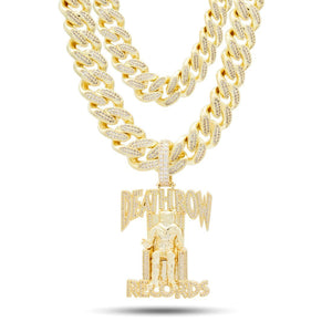 DEATH ROW RECORDS X KING ICE ICED LOGO NECKLACE (BLACK GOLD