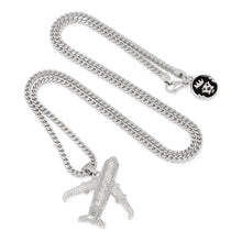 Load image into Gallery viewer, The White Gold Airplane Emoji Necklace
