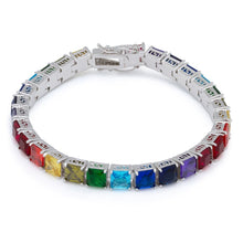 Load image into Gallery viewer, Princess Cut Spectrum Tennis Bracelet
