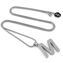 Load image into Gallery viewer, White Gold Letter "M" Necklace
