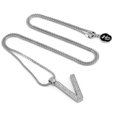 Load image into Gallery viewer, White Gold Letter "V" Necklace
