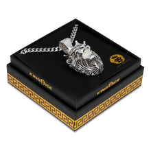 Load image into Gallery viewer, XL Antique White Gold Roaring Lion Necklace
